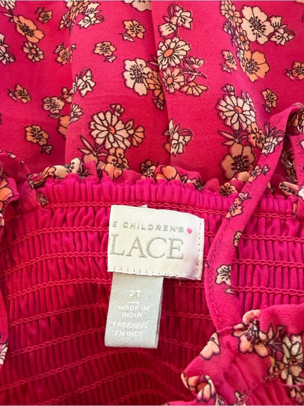The children’s place Fuchsia Floral Smocked Sundress 2T lined - Picture 6 of 7